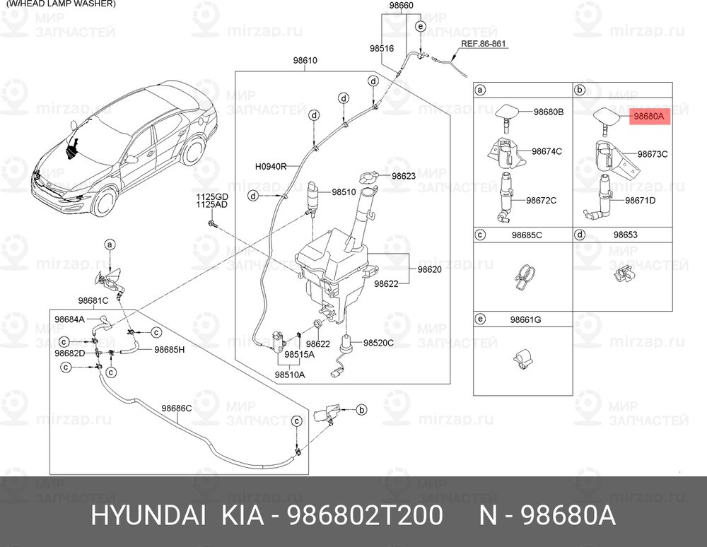 Запчасть HYUNDAI 986802T200