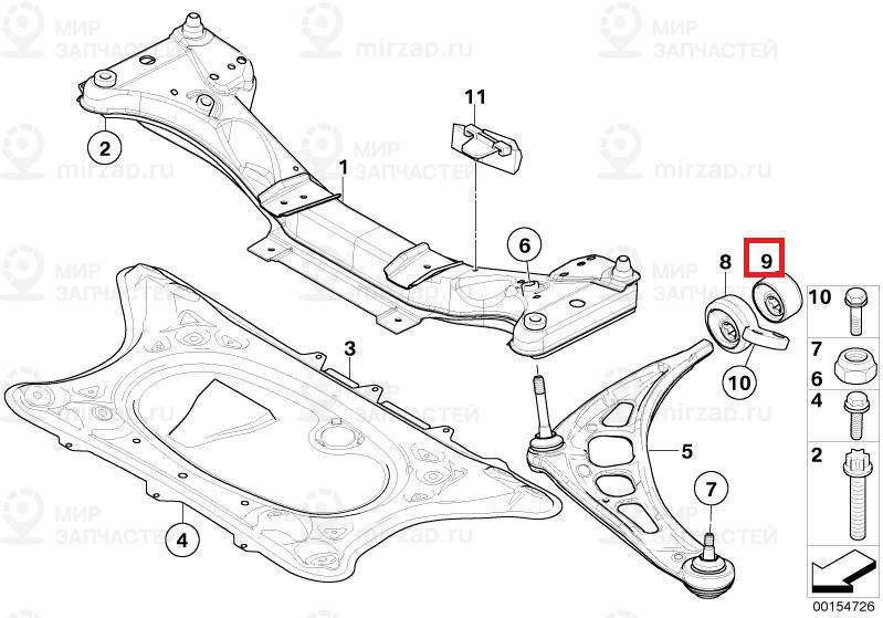 Комплект резинометаллических шарниров D=66MM
 BMW 31107838575
