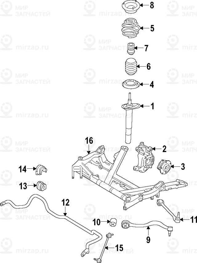 Поворотная опора, регулировка развала п
 BMW 31216854200