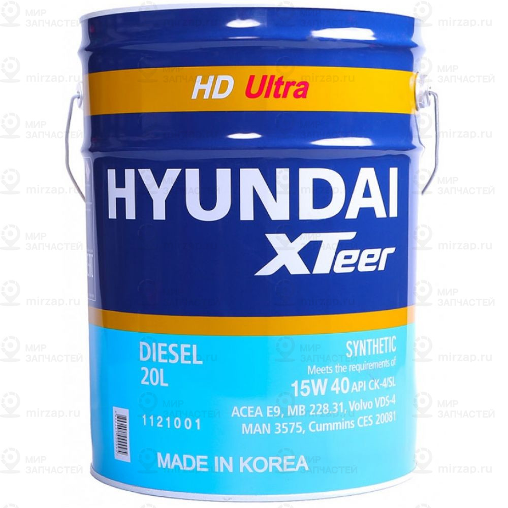 Масло Синтетическое Моторное Для Грузовой Техники Hd Ultra 15W40 Cj-4 20 Л HYUNDAI XTEER 1121001