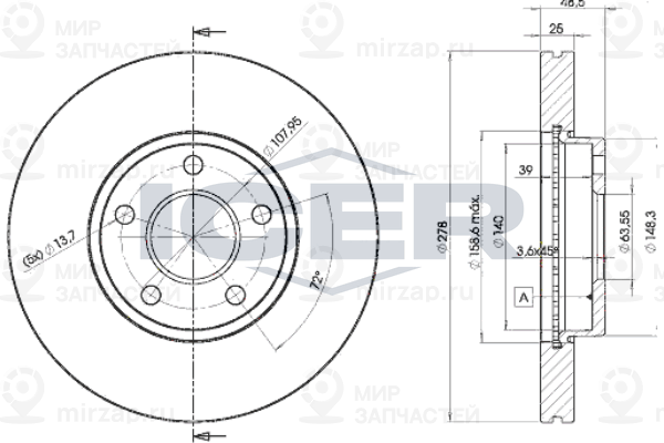 Тормозной диск ICER 78BD39632