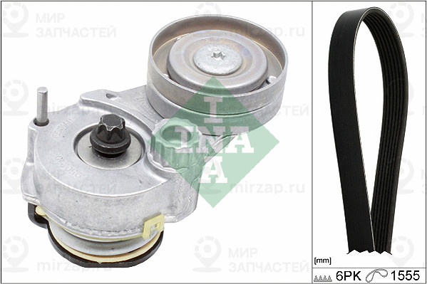 Ремень Поликлиновой 6Pk1555 + Ролик 534014710 INA 529032710