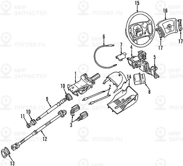 Спортивное рулевое колесо с НПБ кожа SCHWARZ
 BMW 32306770420