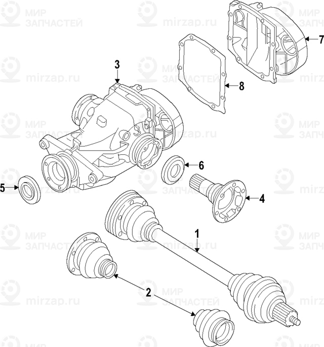 выходной вал LK=86MM/ D=34MM ! заменен на 33207582141
 BMW 33207564558