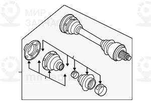 Оборотный выходной вал LK=102MM/D=44MM
 BMW 33212283956