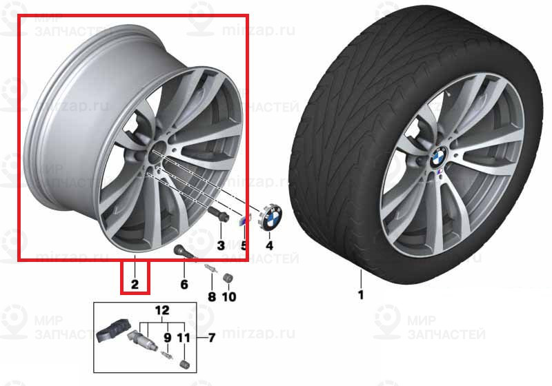 Колесный диск легкоспл.дов.до блеска
 BMW 36117846790
