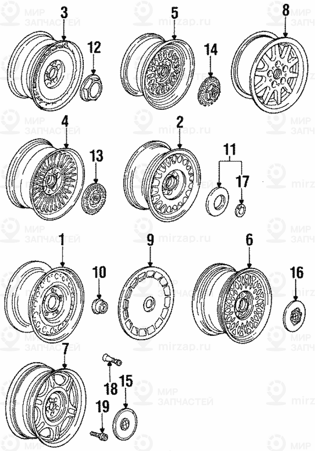 Сплошной колпак колеса
 BMW 36131129843