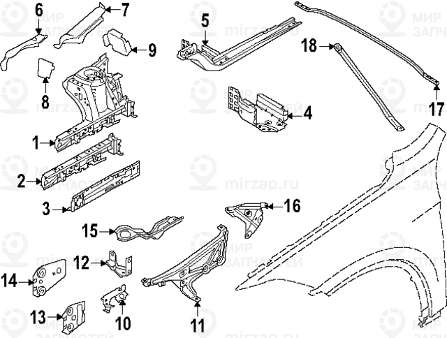 Verlдngerung Stьtztrдger Radhaus Links
 BMW 41007427129