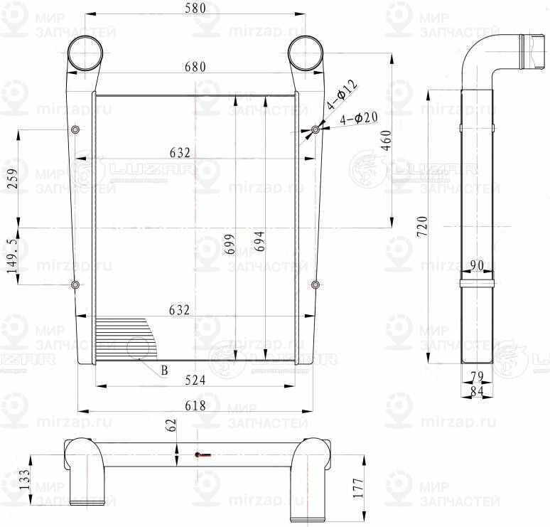 Интеркулер LUZAR LRIC1236