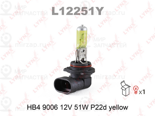 Лампа накаливания, противотуманная фара LYNX L12251Y