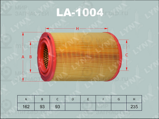 Воздушный фильтр LYNX LA1004