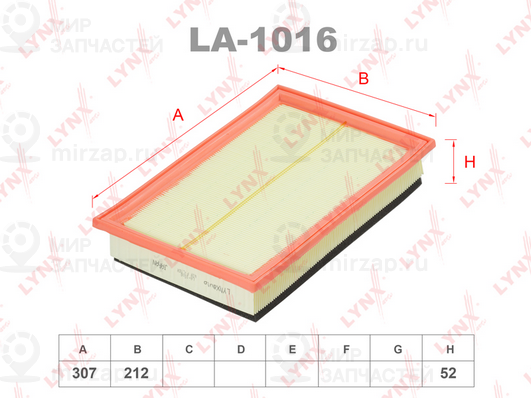 Воздушный фильтр LYNX LA1016