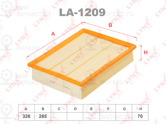 Фильтр воздушный LYNX LA1209