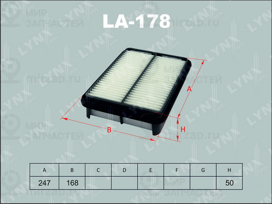 Воздушный фильтр LYNX LA178