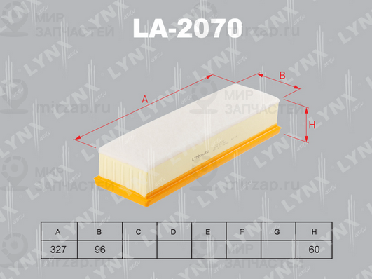 Воздушный фильтр LYNX LA2070