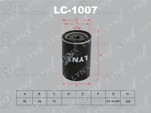Масляный фильтр LYNX LC1007