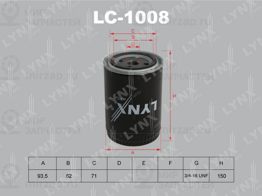 Масляный фильтр LYNX LC1008