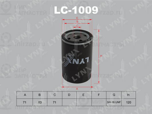 Масляный фильтр LYNX LC1009