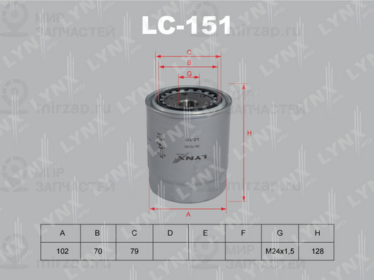 Масляный фильтр LYNX LC151