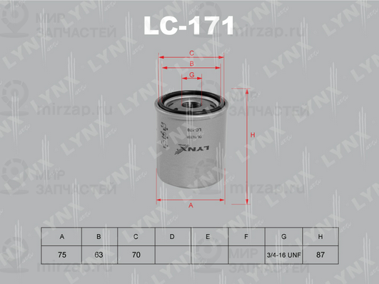 Масляный фильтр LYNX LC171