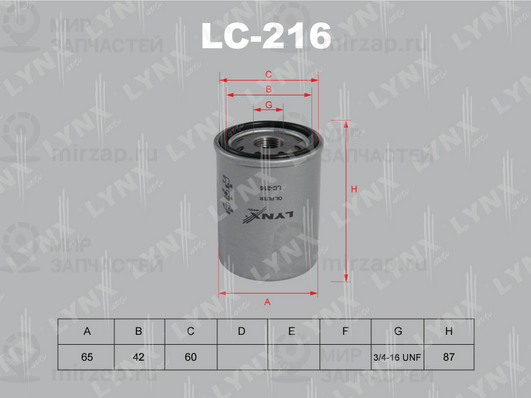 Масляный фильтр LYNX LC216