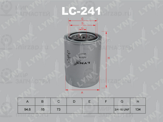 Масляный фильтр LYNX LC241