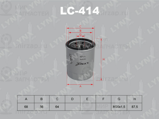 Масляный фильтр LYNX LC414