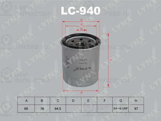 Масляный фильтр LYNX LC940