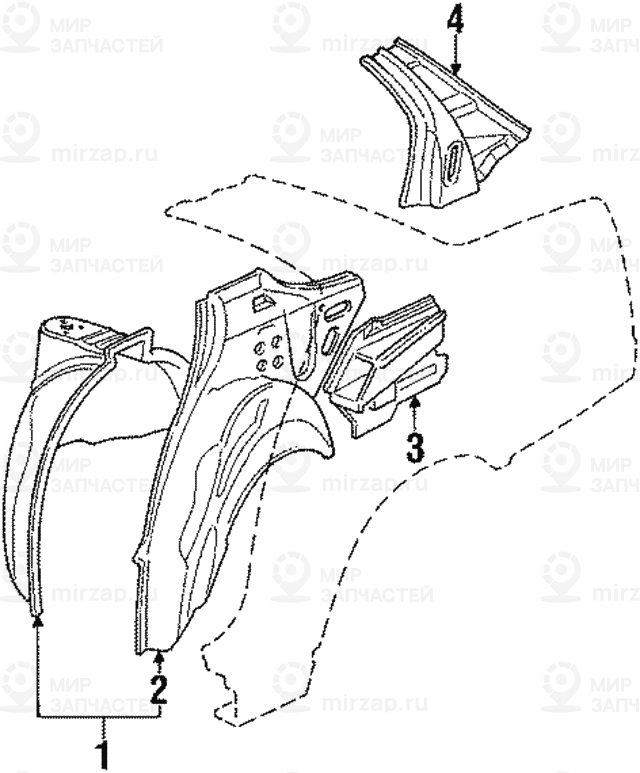 Наружная облицовка брызговика Л Зд
 BMW 41141973893