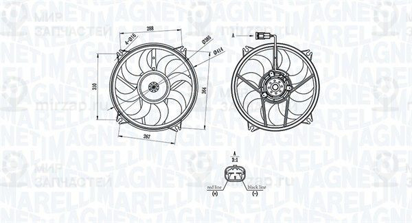 Вентилятор, охлаждение двигателя MAGNETI MARELLI 069422708010