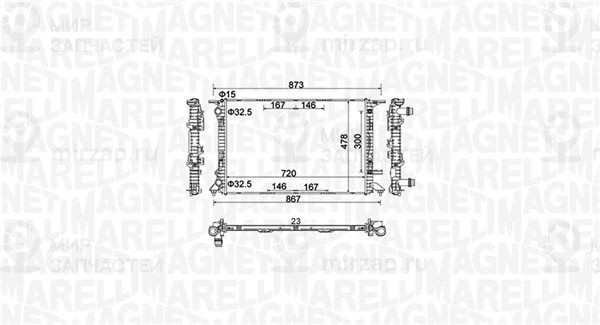 Радиатор, охлаждение двигателя MAGNETI MARELLI 350213152100