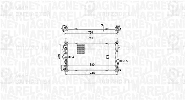 Радиатор, охлаждение двигателя MAGNETI MARELLI 350213152300