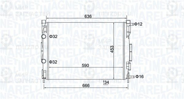 Радиатор, охлаждение двигателя MAGNETI MARELLI 350213153500