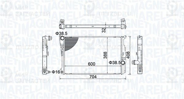 Радиатор, охлаждение двигателя MAGNETI MARELLI 350213155200