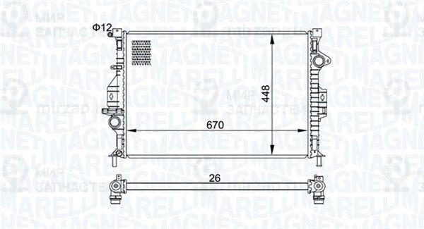 Радиатор, охлаждение двигателя MAGNETI MARELLI 350213158700