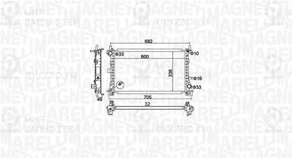 Радиатор, охлаждение двигателя MAGNETI MARELLI 350213159900