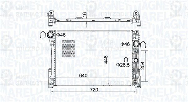 Радиатор, охлаждение двигателя MAGNETI MARELLI 350213163300