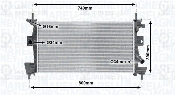 Радиатор, охлаждение двигателя MAGNETI MARELLI 350213170200