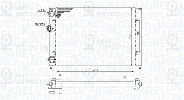 Радиатор, охлаждение двигателя MAGNETI MARELLI 350213187700