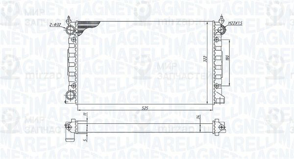Радиатор, охлаждение двигателя MAGNETI MARELLI 350213189600