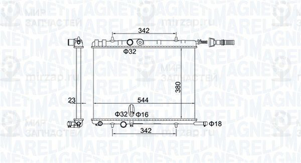 Радиатор, охлаждение двигателя MAGNETI MARELLI 350213193400