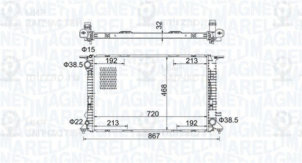 Радиатор, охлаждение двигателя MAGNETI MARELLI 350213195800