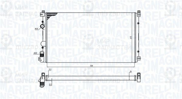 Радиатор, охлаждение двигателя MAGNETI MARELLI 350213198800