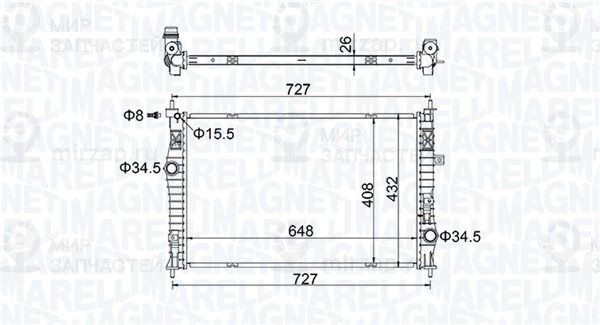 Радиатор, охлаждение двигателя MAGNETI MARELLI 350213207200
