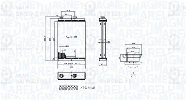 Теплообменник, отопление салона MAGNETI MARELLI 350218065000