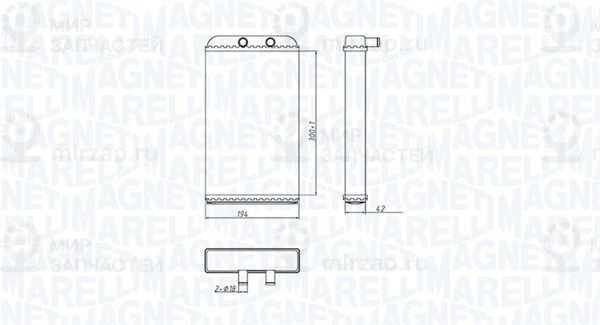 Теплообменник, отопление салона MAGNETI MARELLI 350218402000