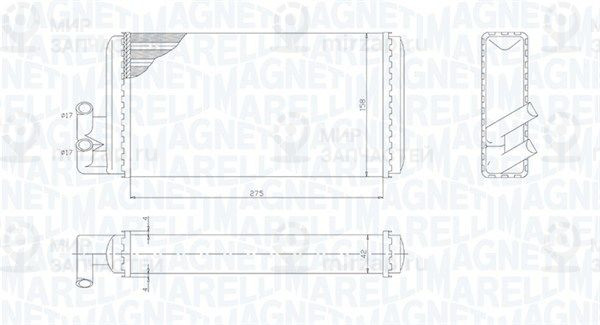 Теплообменник, отопление салона MAGNETI MARELLI 350218403000