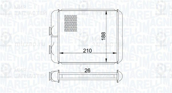 Теплообменник, отопление салона MAGNETI MARELLI 350218407000