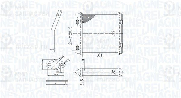 Теплообменник, отопление салона MAGNETI MARELLI 350218408000