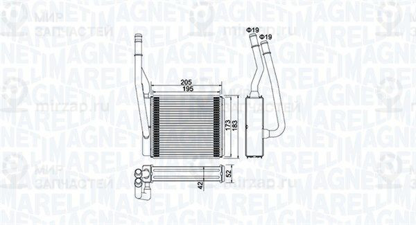 Теплообменник, отопление салона MAGNETI MARELLI 350218414000